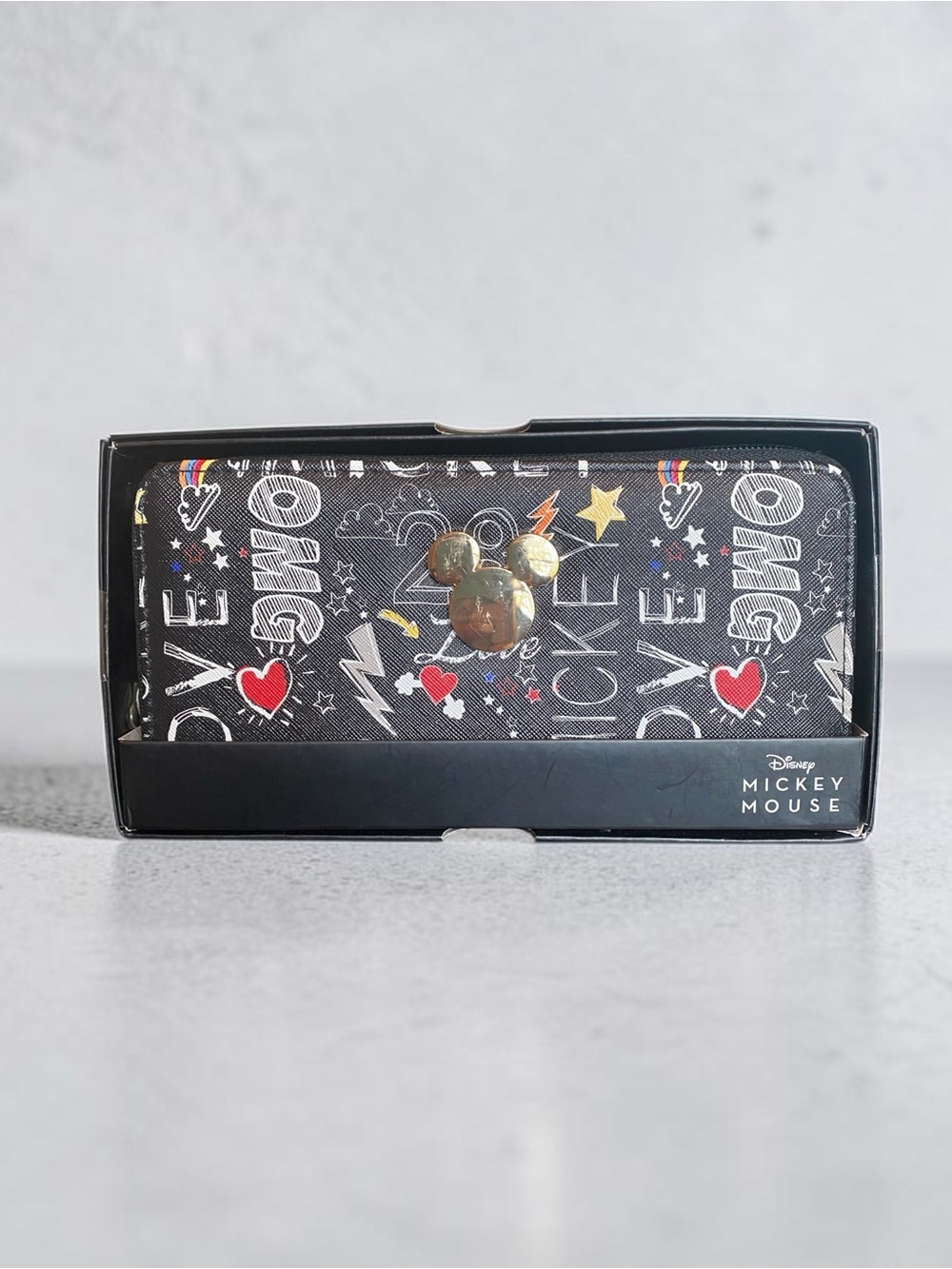 Disney Black Mickey Mouse Graphic Zip-Around Wallet w/Gold Mickey Accent (NIB) - Picture 10 of 10